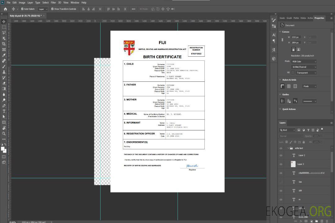 Modèle Word et PDF d'acte de naissance aux Fidji template Modèle Word et PDF d'acte de naissance aux Fidji template